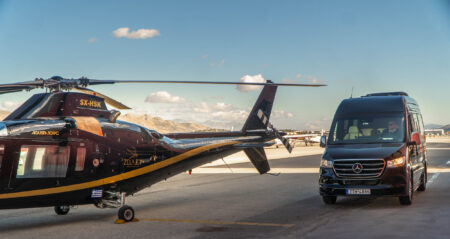 helicopter luxury transfer GMT Voyager campaign Greece