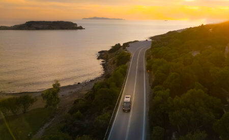 Greece coastal road luxury travel campaign GMT Voyager